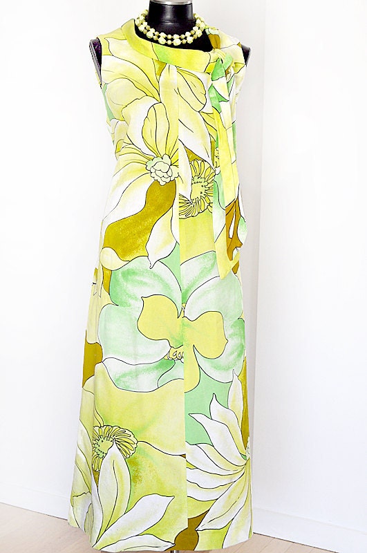 Vintage Maxi Dress Hawaiian 60s