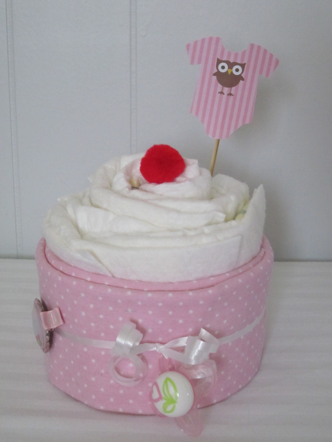 Oversized Diaper Cupcake Baby Girl Owl and Cupcake Theme