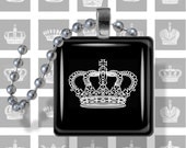 Crystal Crown black. 1x1 inch square tiles. Digital Collage Image for glass pendants, magnets. 3427
