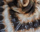 SALE Latte - hand knit woman lace shawl, stole, scarf in shades of brown