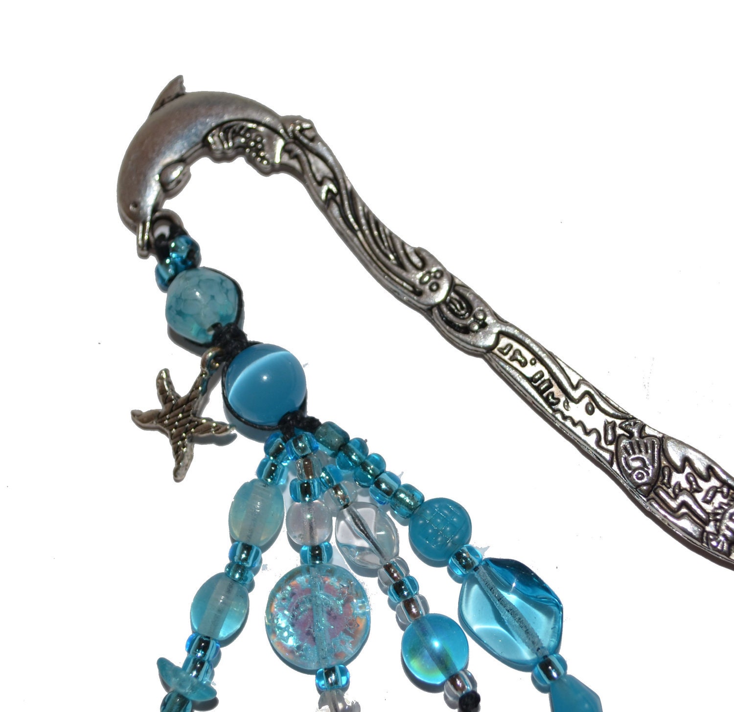 Dolphin and Starfish Hand-Made Beaded Bookmark