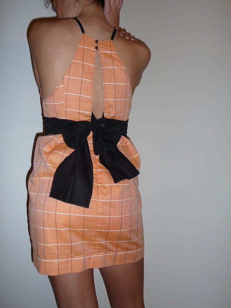 SAMPLE SALE - Orange Check Dress, Size 10