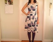 SALE 70s White and Blue Floral Hand Made Day Dress
