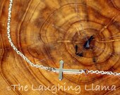 Silver Sideways Cross Metal Necklace