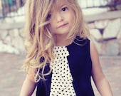 Black Jumper Dress with Polka Dot Cascading Flounce Ruffle