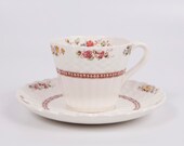 Vintage Spode Copeland Demitsse Teacup and Saucer Rosalie Pattern Made in England Basketweave Design