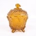 Covered Candy Dish Amber Covered Footed Grapevine Pattern Compote Pressed Glass