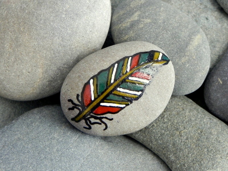 Indian Summer Feather / Painted Rock / Sandi Pike Foundas