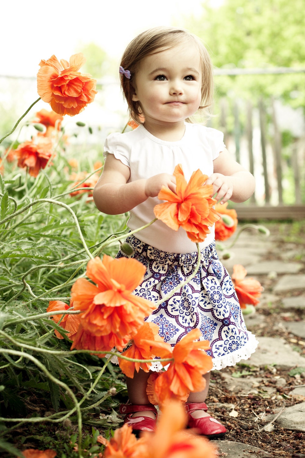 SALE / Girls Garden Party Skirt / Blue and Purple Stained Glass / Made to Order / 12 months to 10 years