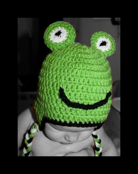 Crocheted Frog Hat for toddler or baby