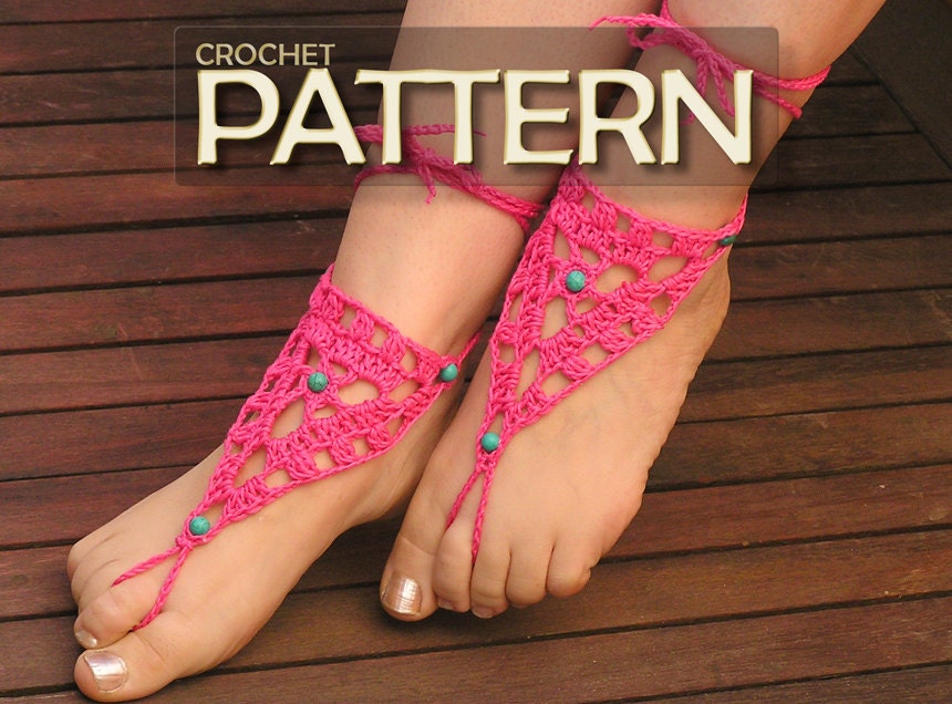 Barefoot Sandals Crochet PDF Pattern Instructions DIY by NATgirona