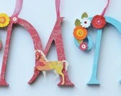 Pre-Teen or Teen (Bright Colors w/ Horses and Flowers)  6" Personalized Childrens Wood Letters