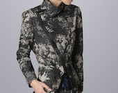 Print Biker With Asymmetric Zip Jacket