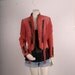 Vintage leather jacket women fringe bone pink red coral black women size S small