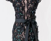 ALMA - Handmade Black Guipure Lace Cap Sleeve Cocktail Dress