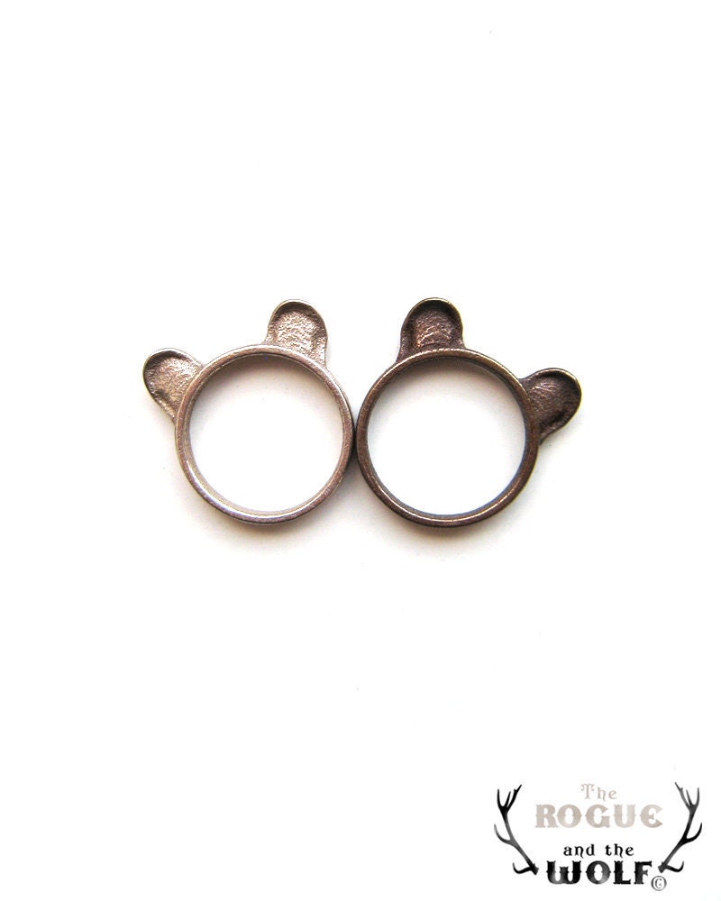 Bronze Bear ring, Bear Ears Ring, animal ring, modern cool ring, bear lovers, animal jewellery, gift for the whimsical frien