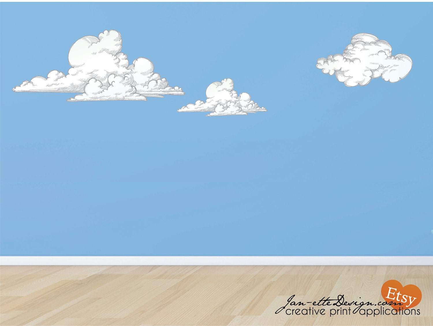 Vintage Clouds Fabric Wall Decal Set