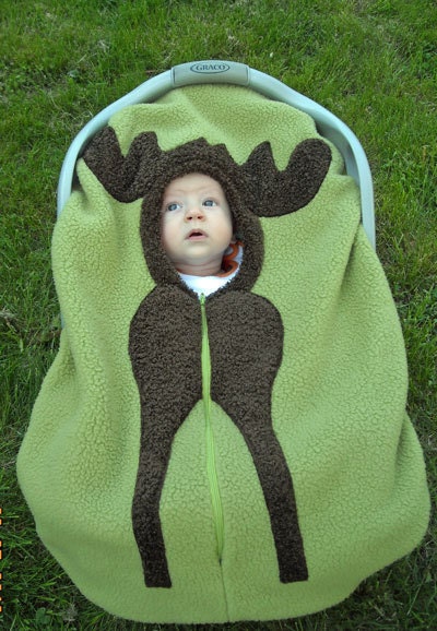 Moose Baby Car Seat Cover... on smooth green