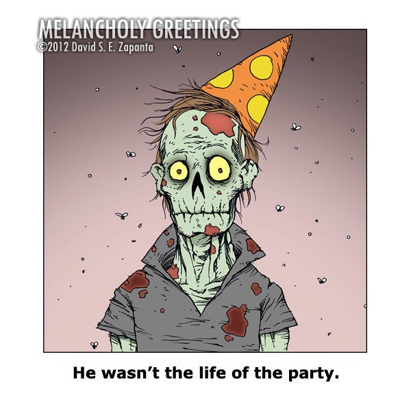 Melancholy Greetings Zombie birthday card by MelancholyGreetings