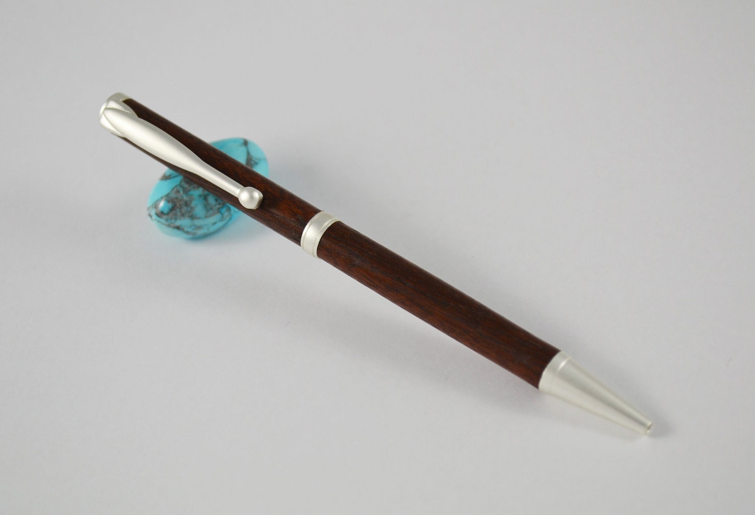 CLOSING SALE 10% OFF Ballpoint Pen, Jarrah Wood, Chrome Satin Slimline, Wood Turning