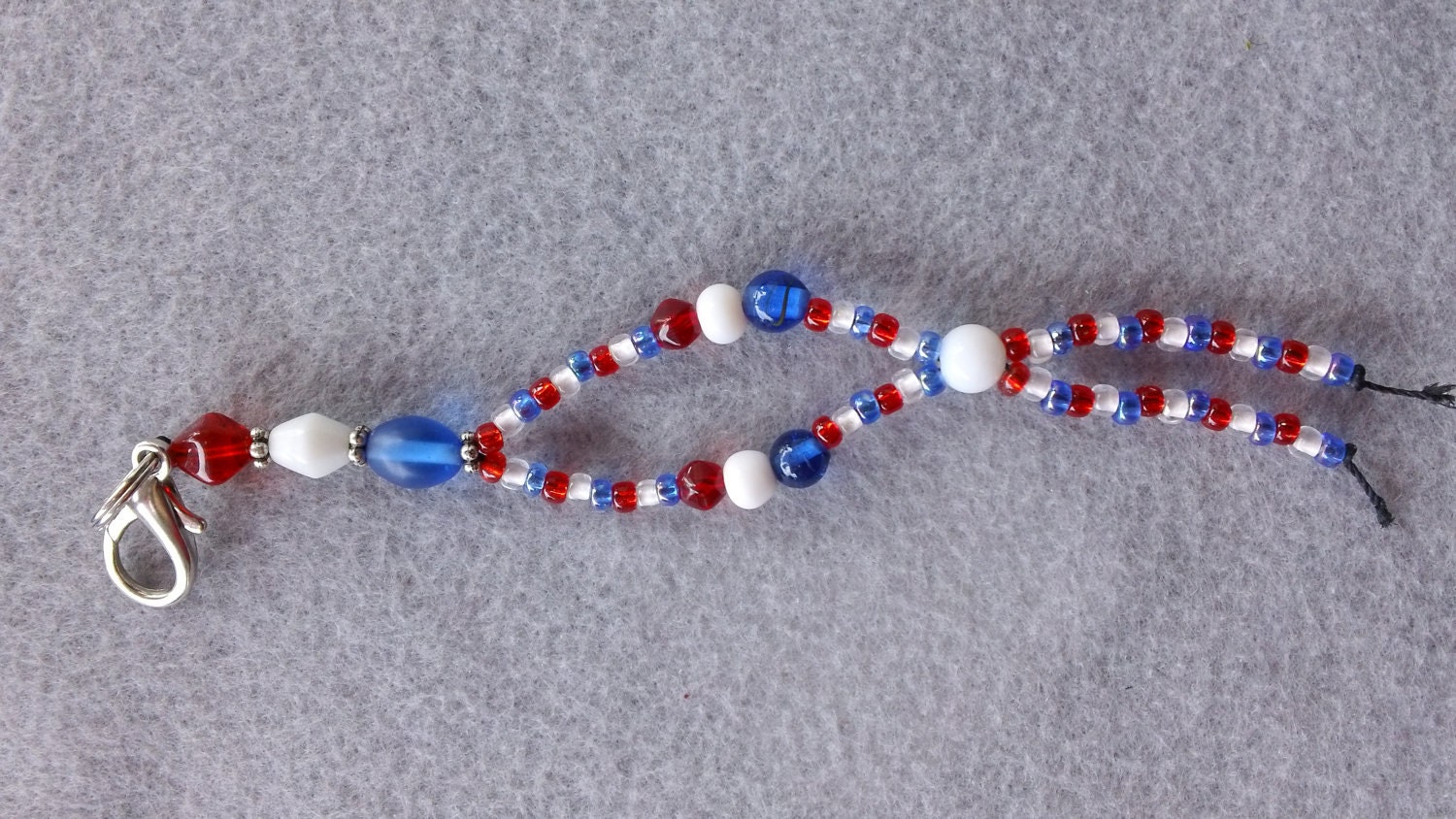 Patriotic Red, White, and Blue Beaded Key-Chain