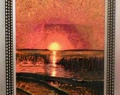 Red Sky At Night... A Cape Cod Beach Sunset Oil Painting Mixed Media