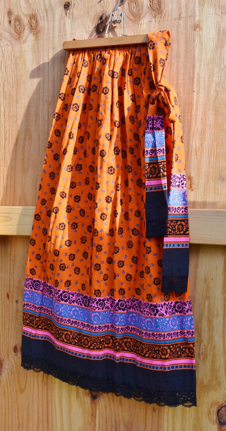 REDUCED Vintage Boho Skirt Floral Print Patch Work Skirt Hippie Skirt Long Skirt Size Small
