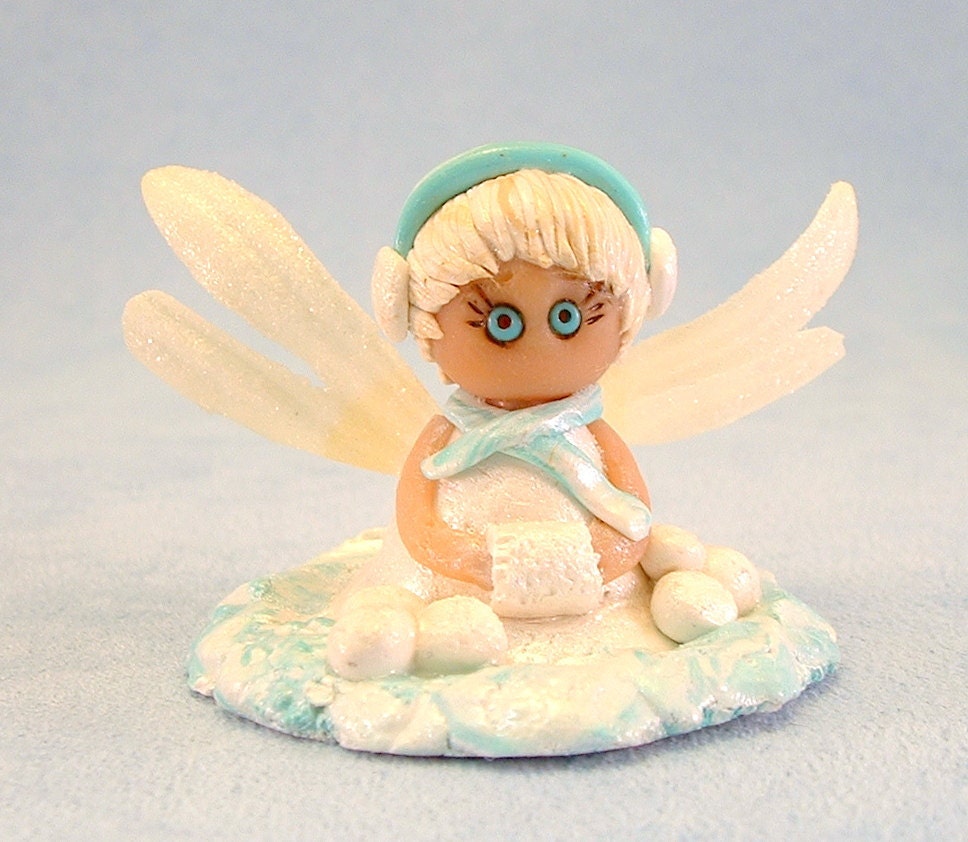 Adorable Pixie Fairy Fantasy Winter OOAK Miniature Polymer Clay Art Doll