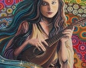 The Muse of Music - Art Nouveau Goddess 5x7 Greeting Card