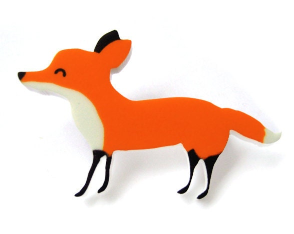Red Fox Acrylic Brooch Pin