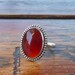 Carnelian ring, Gemstone ring, Cocktail ring, Statement ring, Oval Orange Brown stone Sterling silver ring