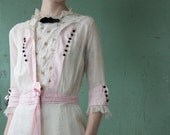 Antique Gown . Pink . Maxi Length . Edwardian Era . Wedding Dress . High Fashion . TITANIC Couture