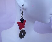Oriental Flavour - Cinnabar Butterfly Dangle Earrings