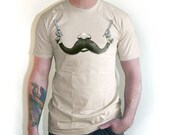 TShirt, Tee, Mustache, Guns, Pistols, Smoke, American Apparel, Western, Funny, S M L XL XXL