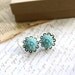 A Sweet Blue Rose Flower, Antiqued Bronze Lace Filigree Ear Post Earrings. Bridesmaid Earrings. Gifts for Bridesmaids. For Daughter.