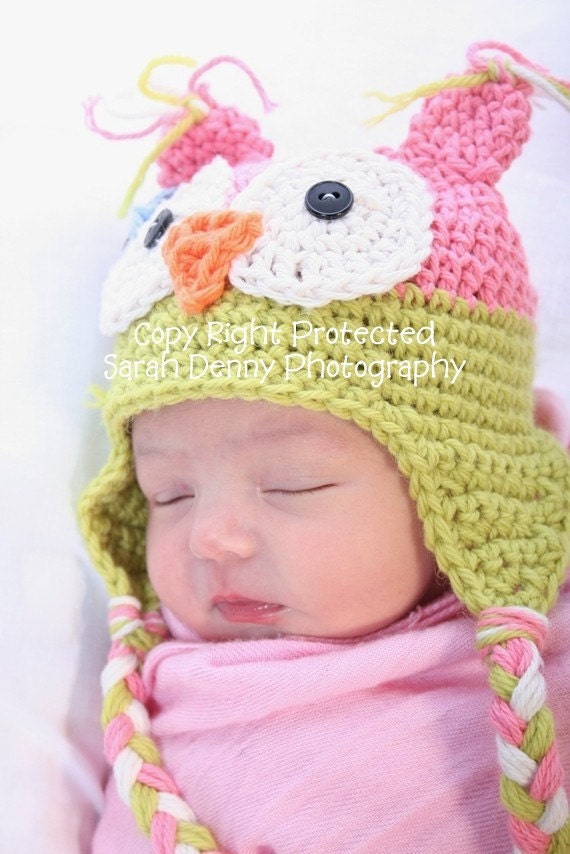 Baby Girl, Owl Hat, Crochet Baby Hat, Owl, Baby Girl Owl Hat, Photo Prop, Photography Prop MADE TO ORDER