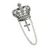 Elegant Gothic Lolita Brooch Pin with Crystal Crown - Royal Blessings - with Antiqued Silver Cross Accent Charm - By Ghostlove
