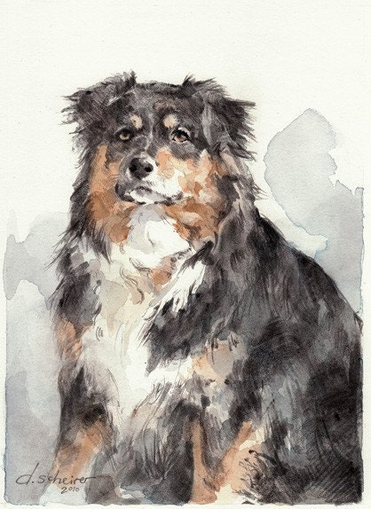 Custom Pet Portrait 8x10 Drawing with watercolor