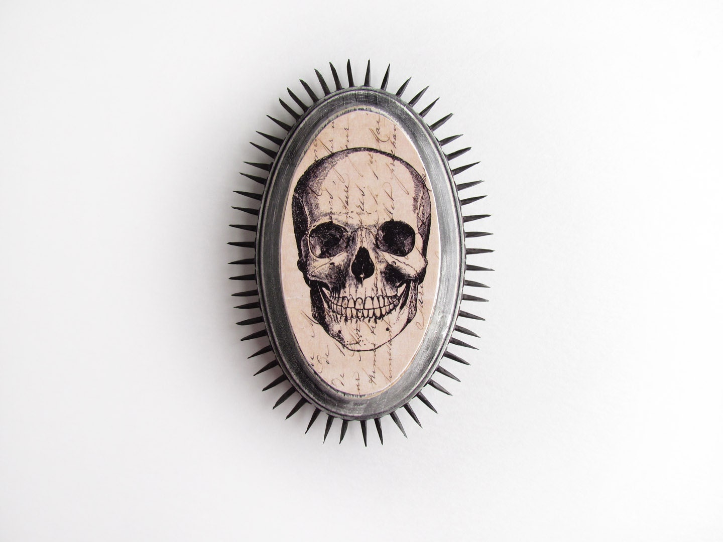 Day of the Dead Skull No:4 Wall ART Sculpture - Mixed Media Vintage Skull Assemblage - Fathers Day gift