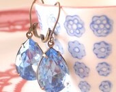 Light Sapphire Vintage Rhinestone Earrings Pale Blue Wedding Bridal Prom