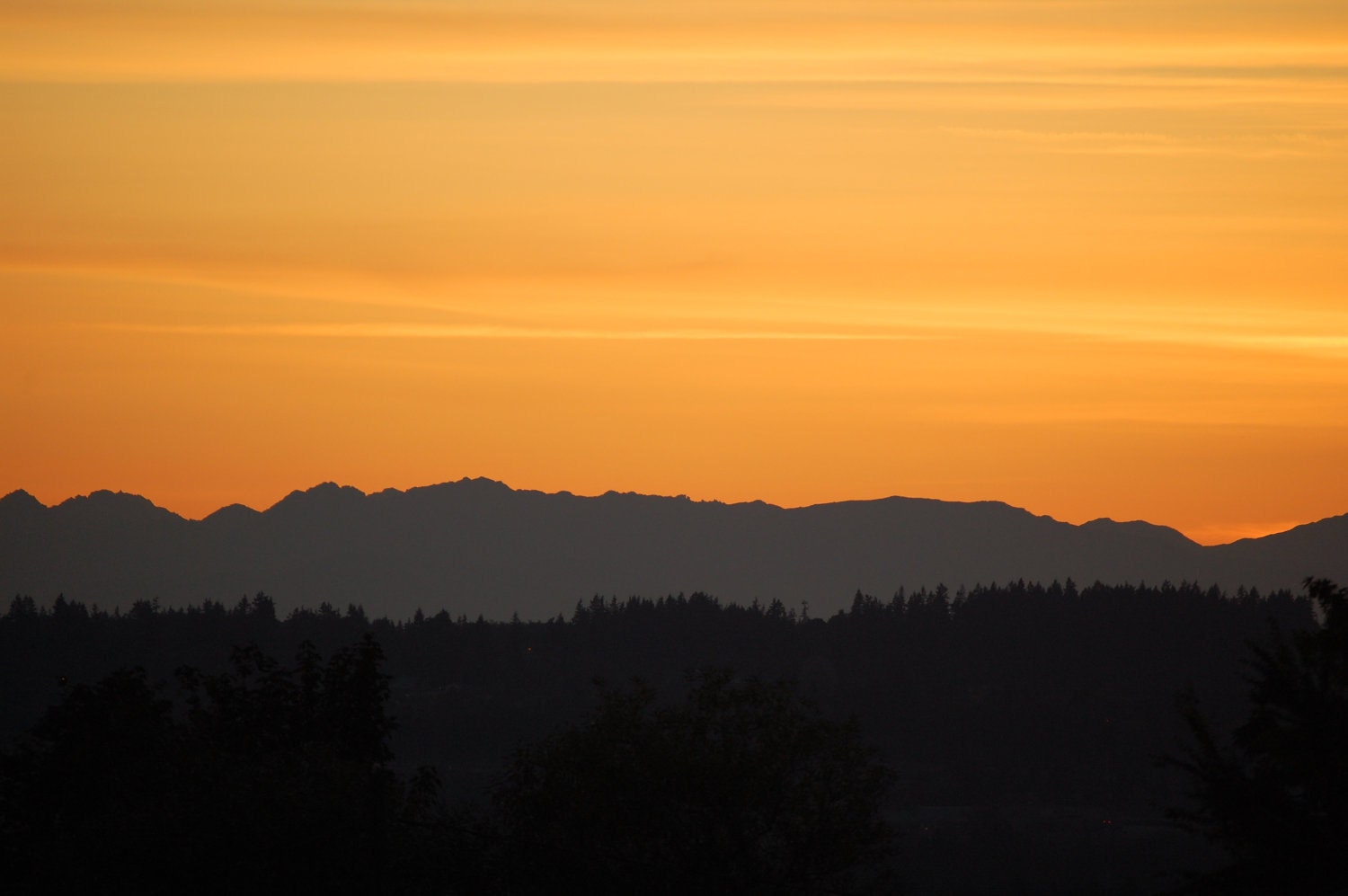 Landscape Photography Orange Yellow Charcoal Grey Violet and Plum Stunning Summer Sunset  over  Mountains Wall Art Greeting Card