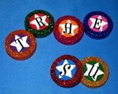 Personalized Magnet Set of Six ABC magnets in Bright Colors Stars or Hearts