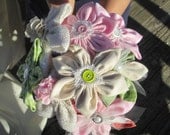 Adorable fabric flower alternative bouquet  daisies in linen, lace, burlap and cotton for casual decor rustic wedding or modern wedding