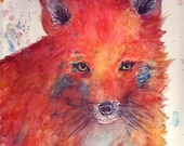 Fox, Illustration, Fairytale Story, - FREE SHIPPING - Fine Art GICLEE Print from my  Watercolor  Painting by  ebsq Artist Ricky Martin