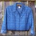 SALE Vintage 1980s embroidered denim jacket cropped boxy fit blue jean jacket scalloped hem size small medium Made in USA