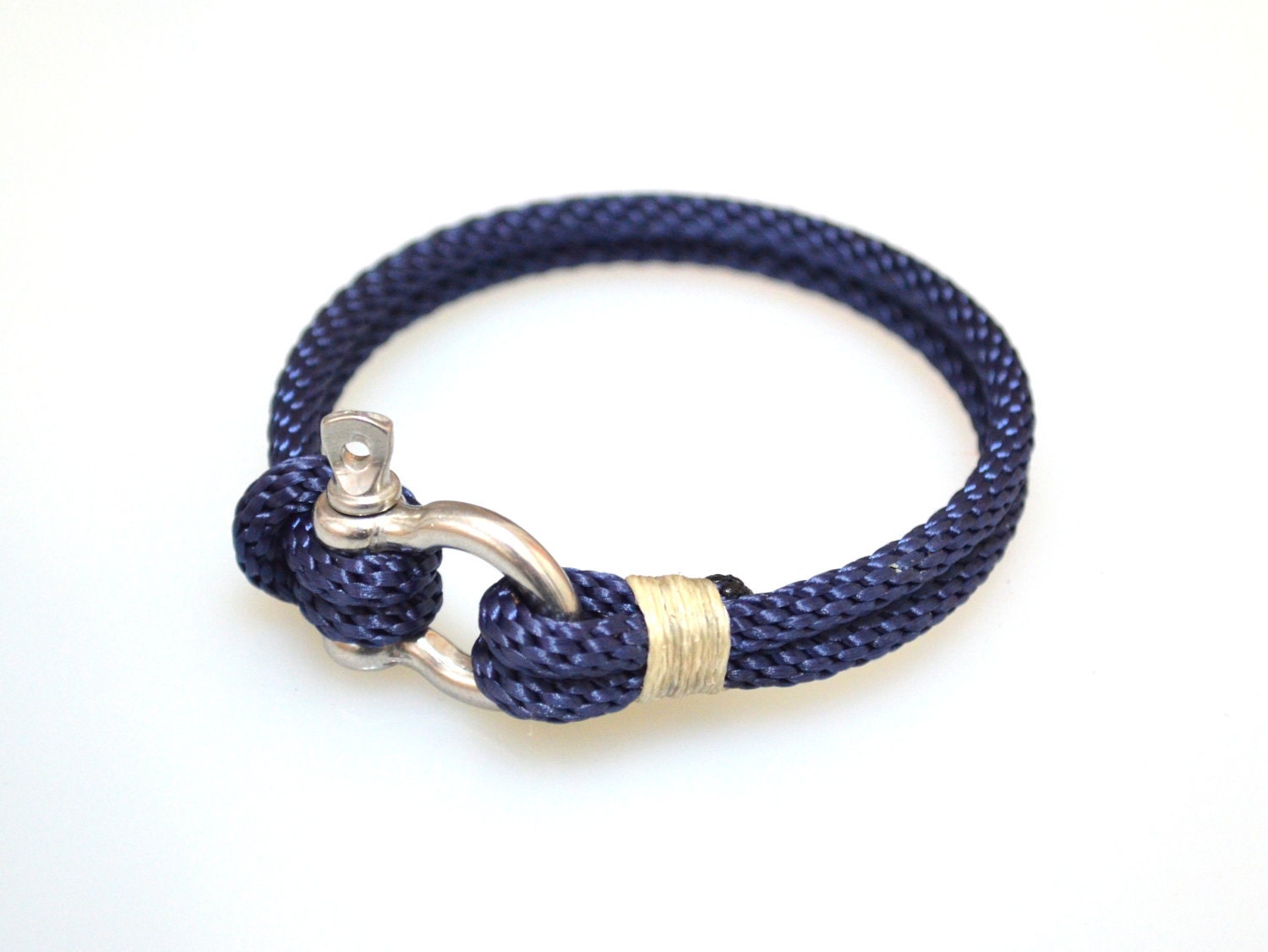 Nautical Sailing Bracelet  Stainless steel  Shackle -Rope Bracelet- Paracord Bracelet- Navy2