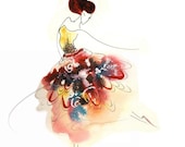 Tiny Dancer - Art Print watercolor painting ballerina woman dancing girl ballet tutu fashion sketch bedroom decor gift ideas Oladesign 8x10