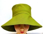 Retro Sun Hat in Cilantro Canvas - Made to Order in Your Size
