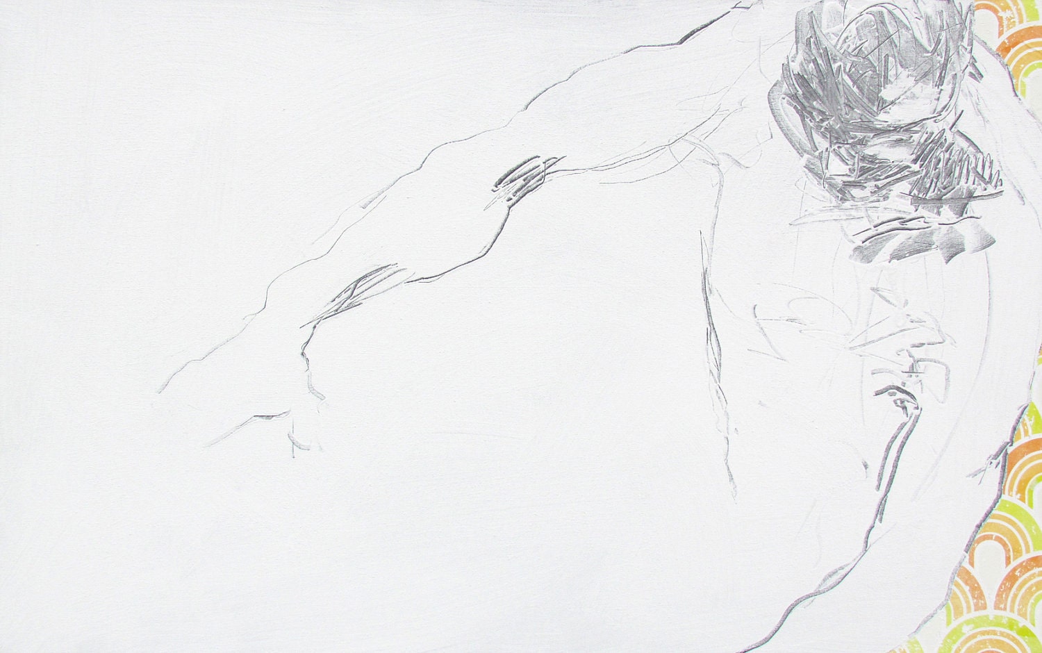 Extra Large Figurative Painting, minimal abstract figure art, 48 x 30", original canvas by Derek Overfield