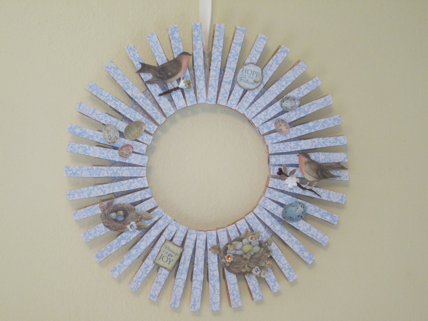 Spring Bird Clothespin Wreath